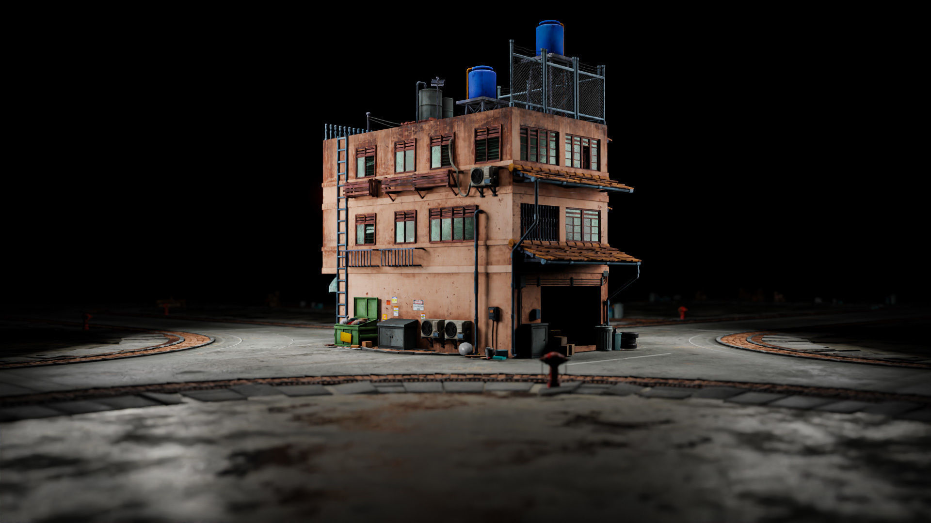 ASIAN URBAN BUILDING HONGKONG 06 Low-poly 3D model_6