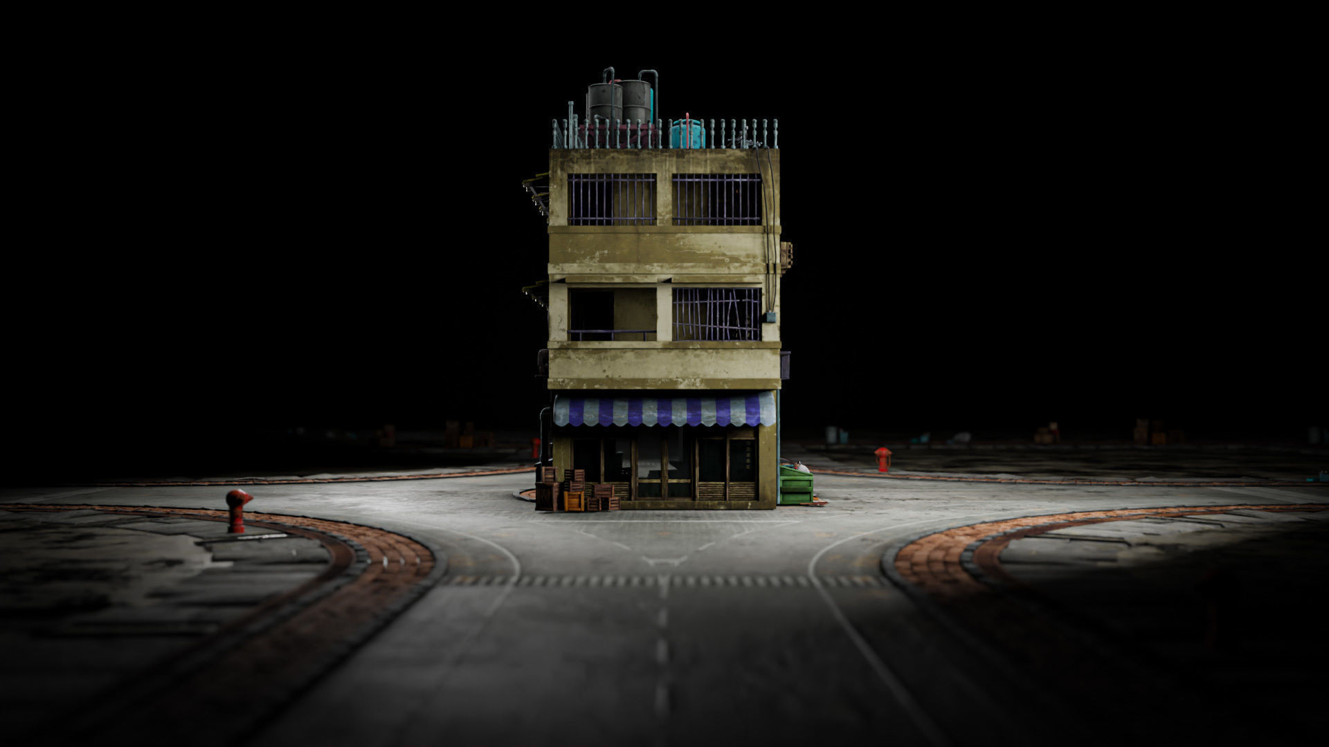 ASIAN URBAN BUILDING HONGKONG 06 Low-poly 3D model_13