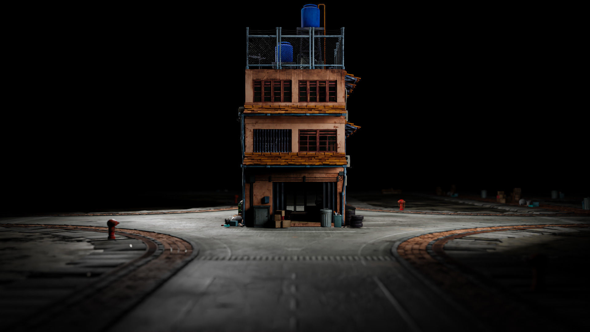 ASIAN URBAN BUILDING HONGKONG 06 Low-poly 3D model_7