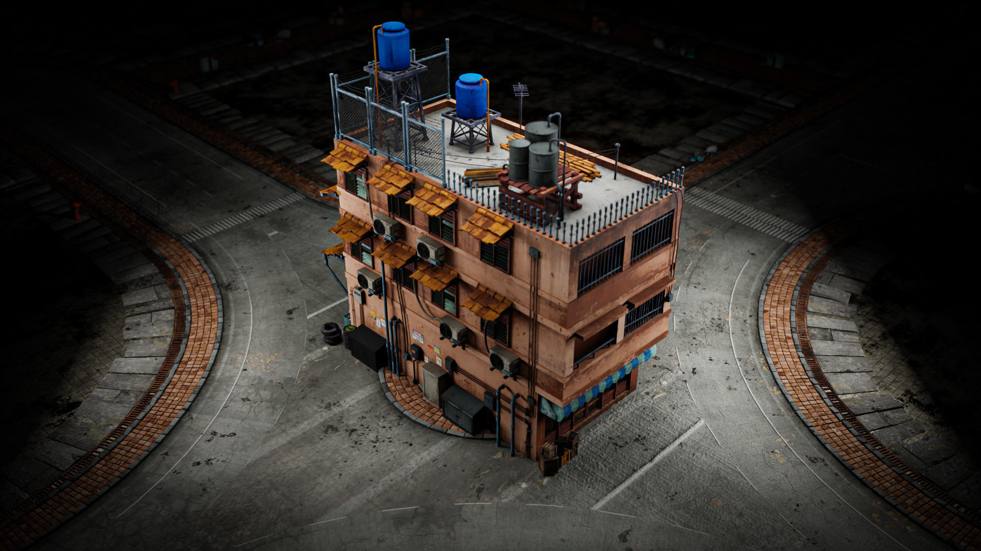 ASIAN URBAN BUILDING HONGKONG 06 Low-poly 3D model_11