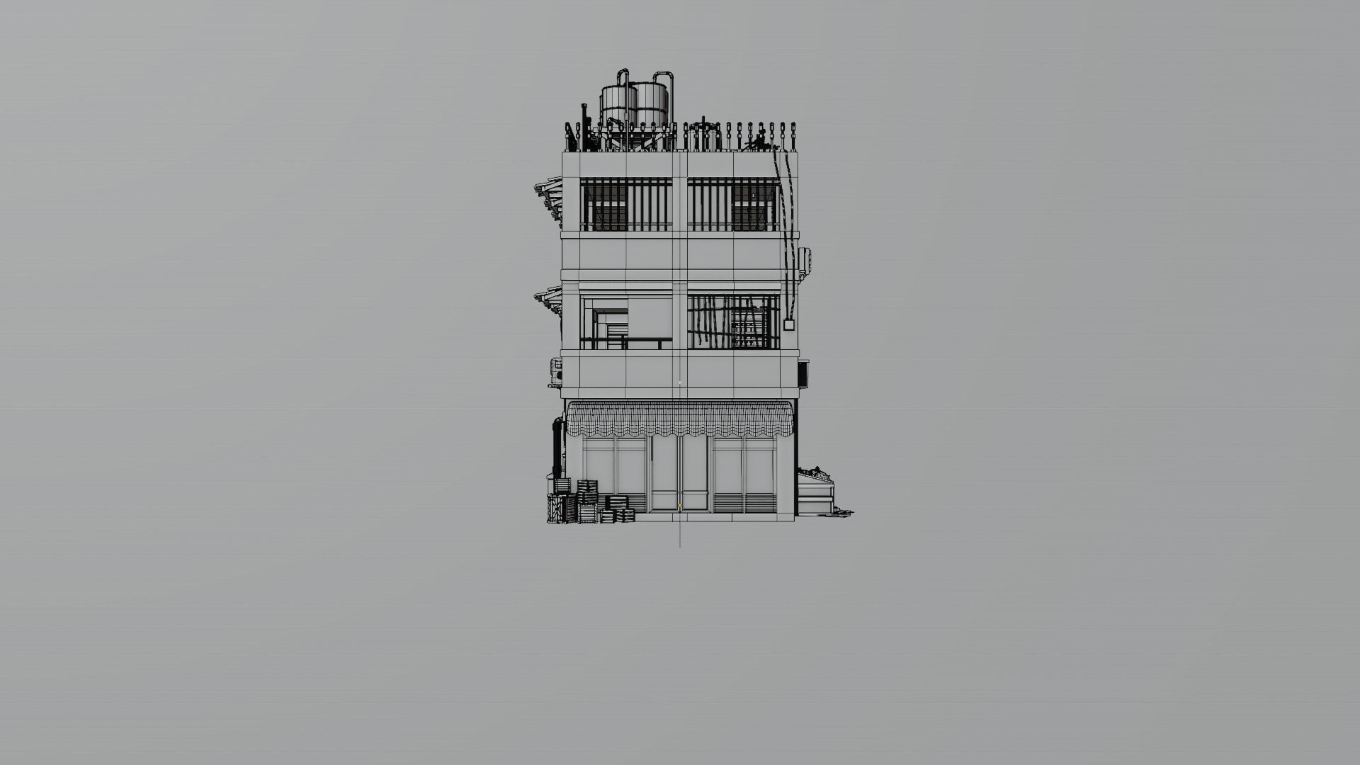 ASIAN URBAN BUILDING HONGKONG 06 Low-poly 3D model_14