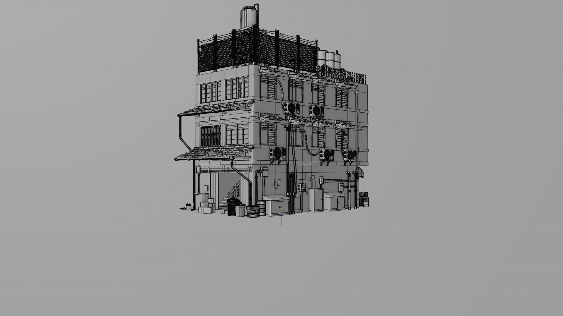 ASIAN URBAN BUILDING HONGKONG 06 Low-poly 3D model_19