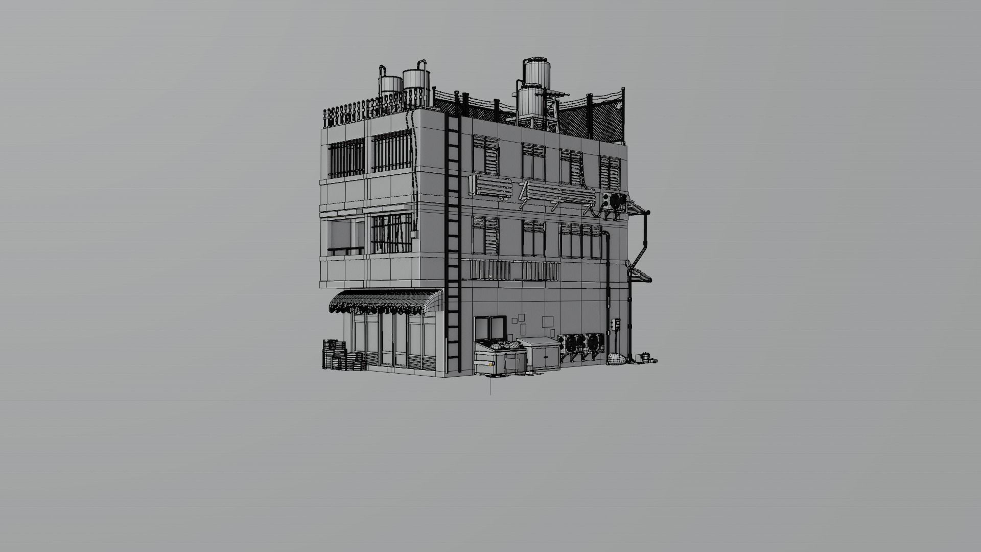 ASIAN URBAN BUILDING HONGKONG 06 Low-poly 3D model_15