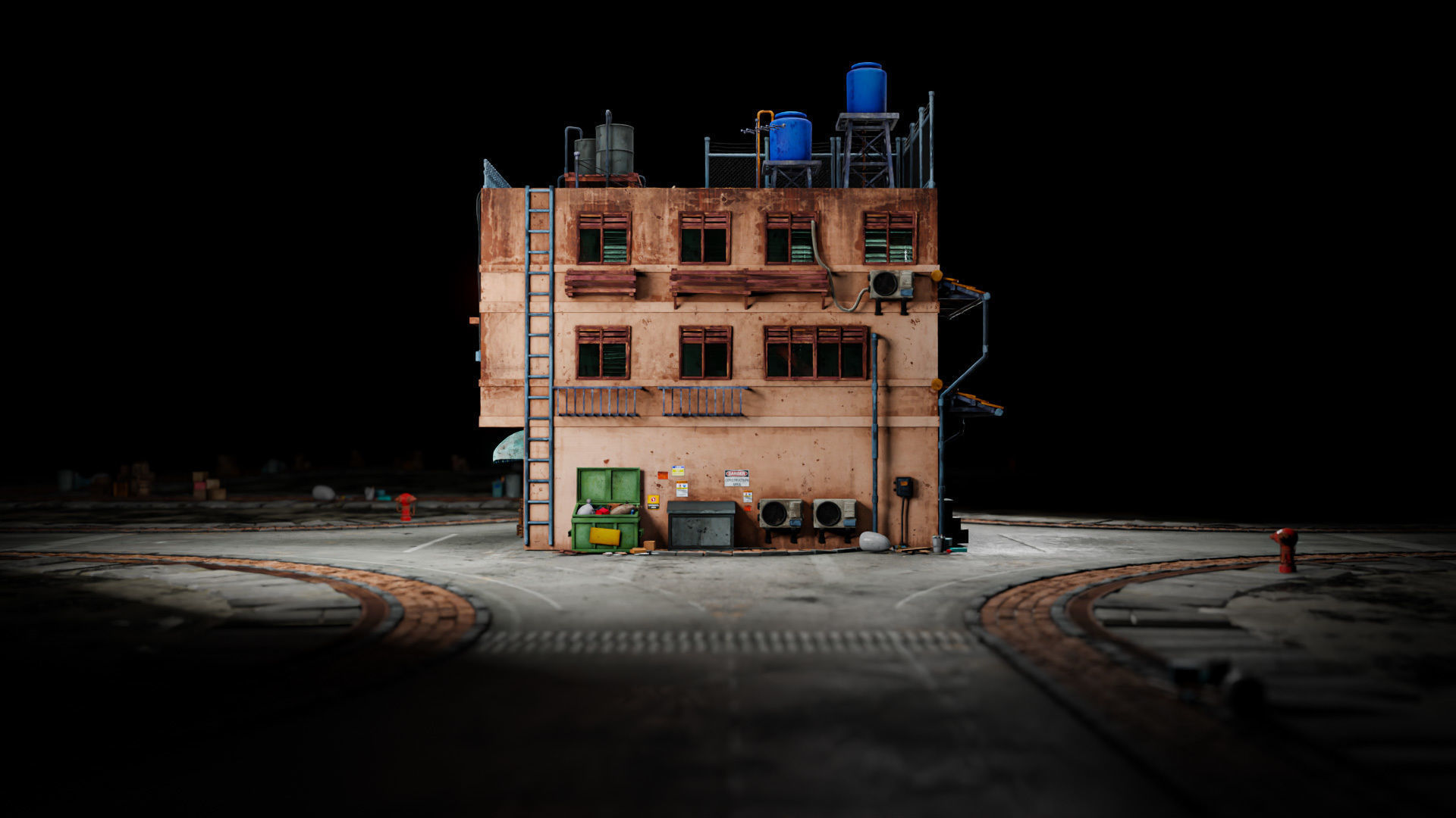 ASIAN URBAN BUILDING HONGKONG 06 Low-poly 3D model_5