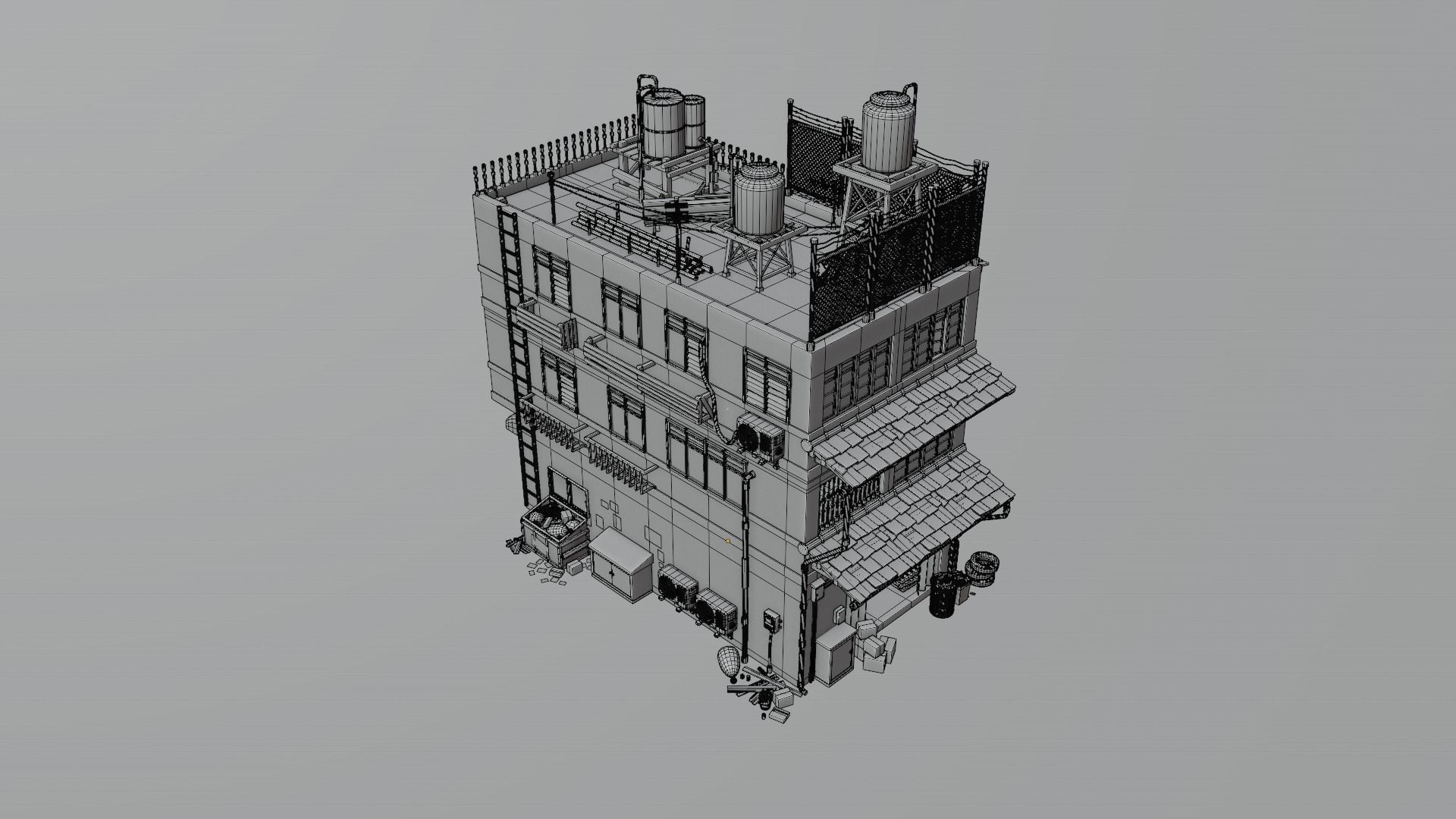 ASIAN URBAN BUILDING HONGKONG 06 Low-poly 3D model_23