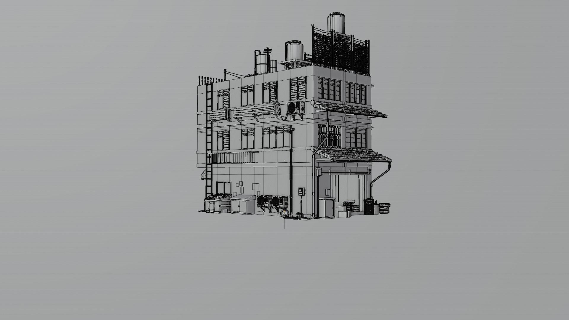 ASIAN URBAN BUILDING HONGKONG 06 Low-poly 3D model_17