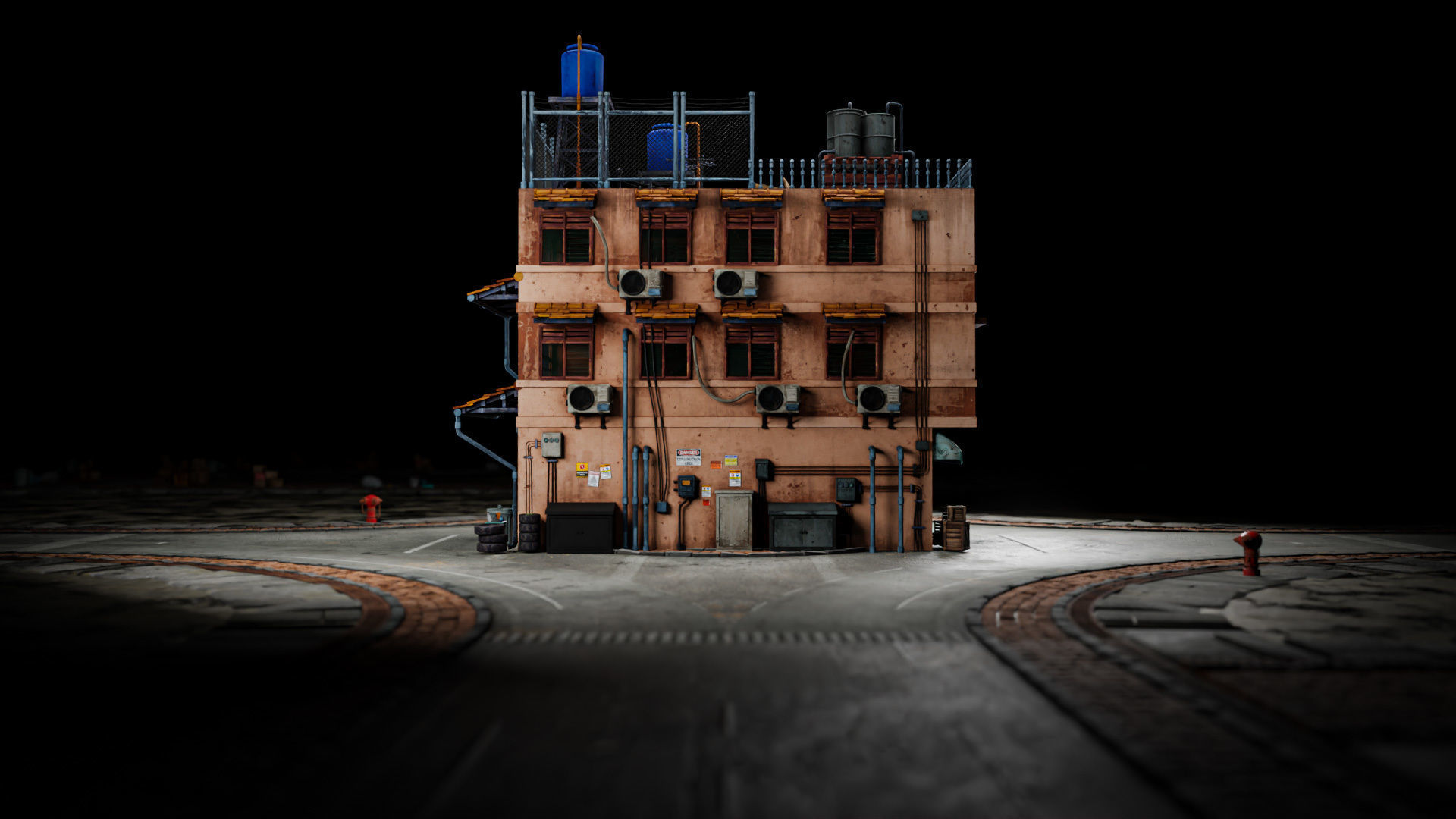 ASIAN URBAN BUILDING HONGKONG 06 Low-poly 3D model_9