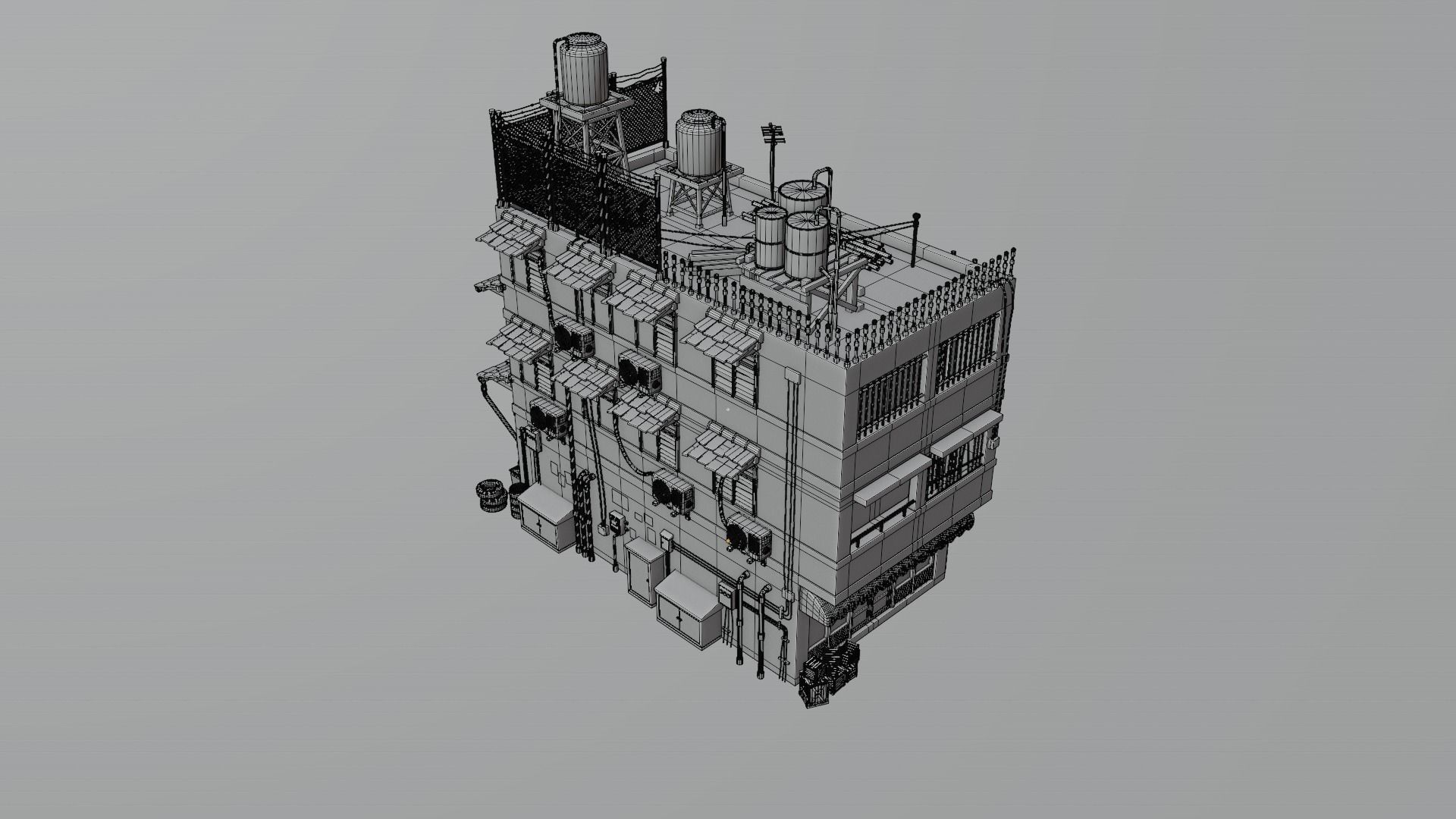 ASIAN URBAN BUILDING HONGKONG 06 Low-poly 3D model_22