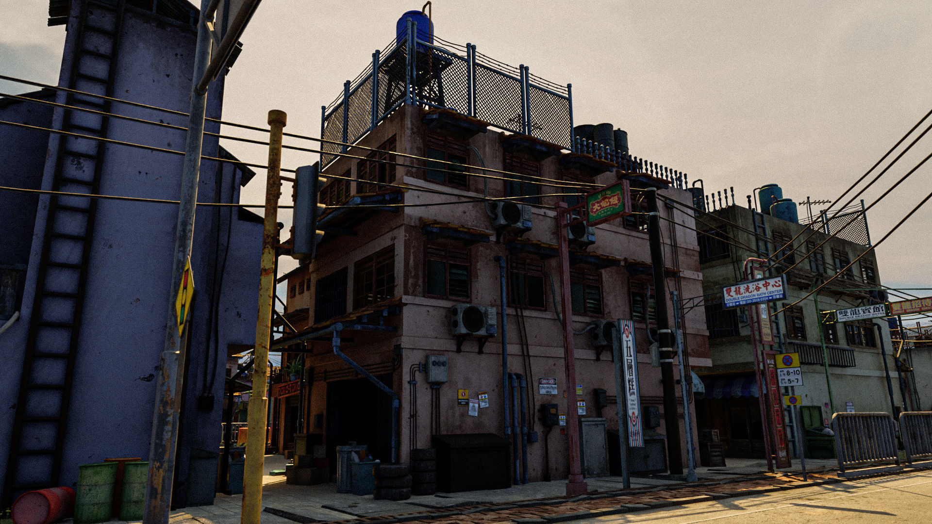 ASIAN URBAN BUILDING HONGKONG 06 Low-poly 3D model_2