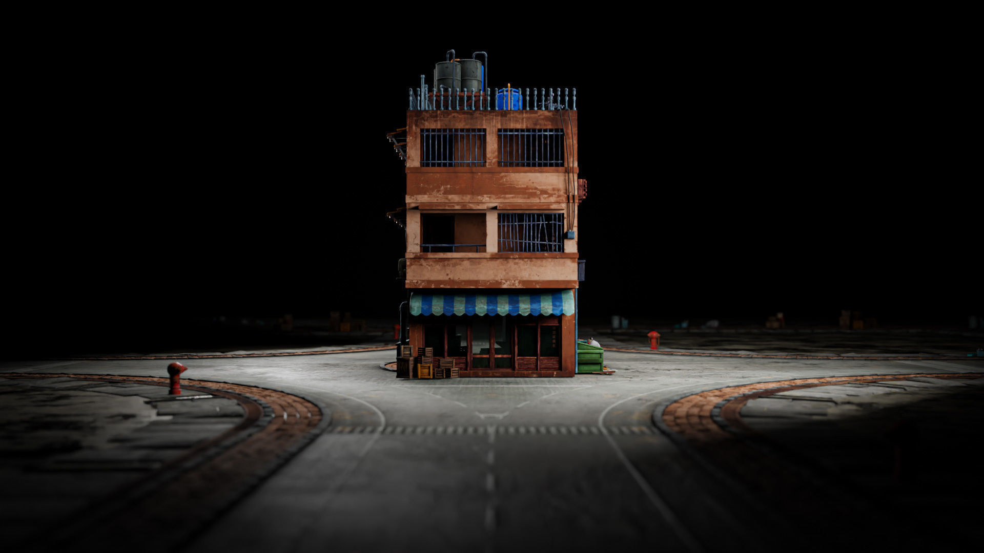 ASIAN URBAN BUILDING HONGKONG 06 Low-poly 3D model_3