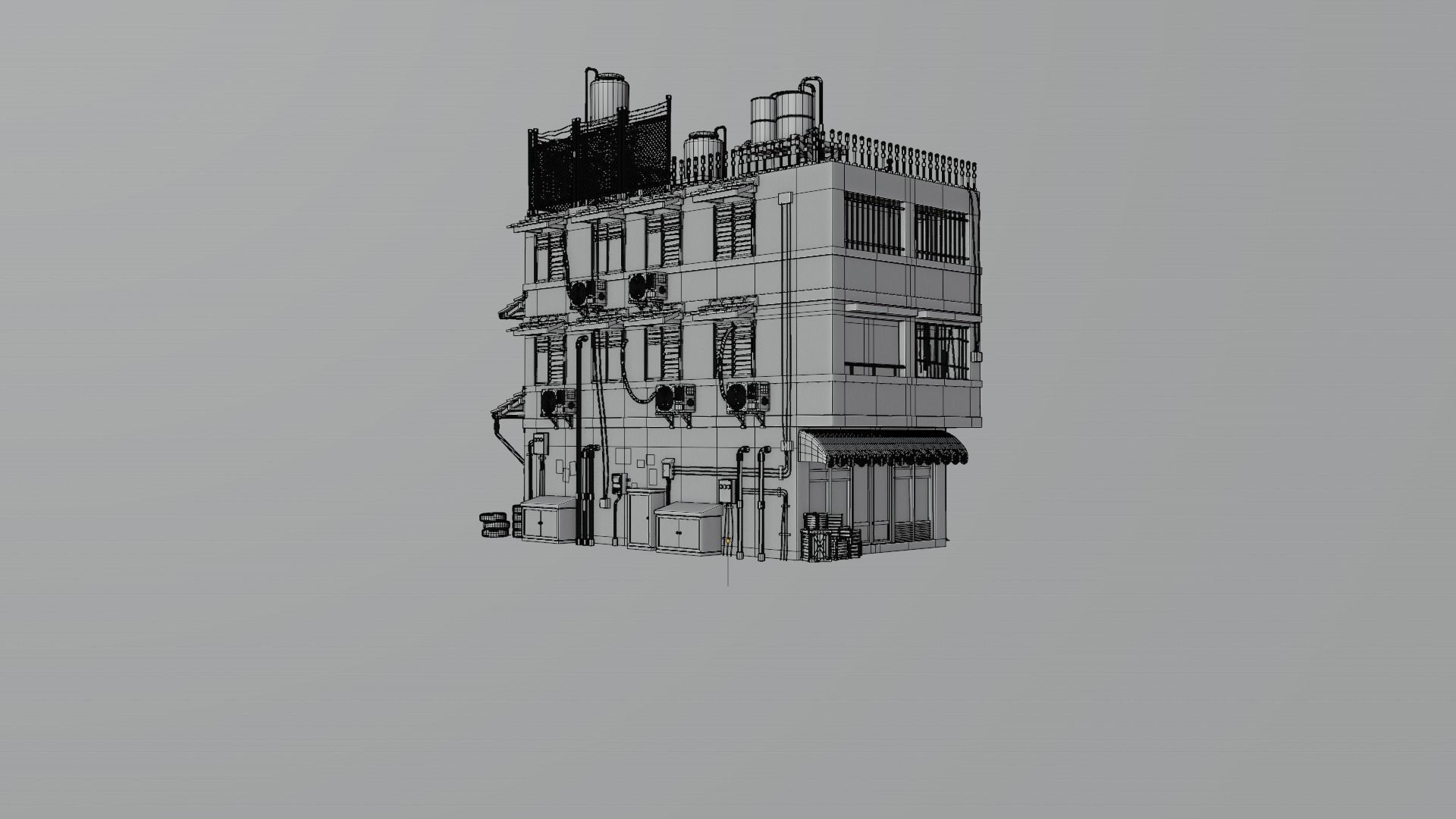 ASIAN URBAN BUILDING HONGKONG 06 Low-poly 3D model_21