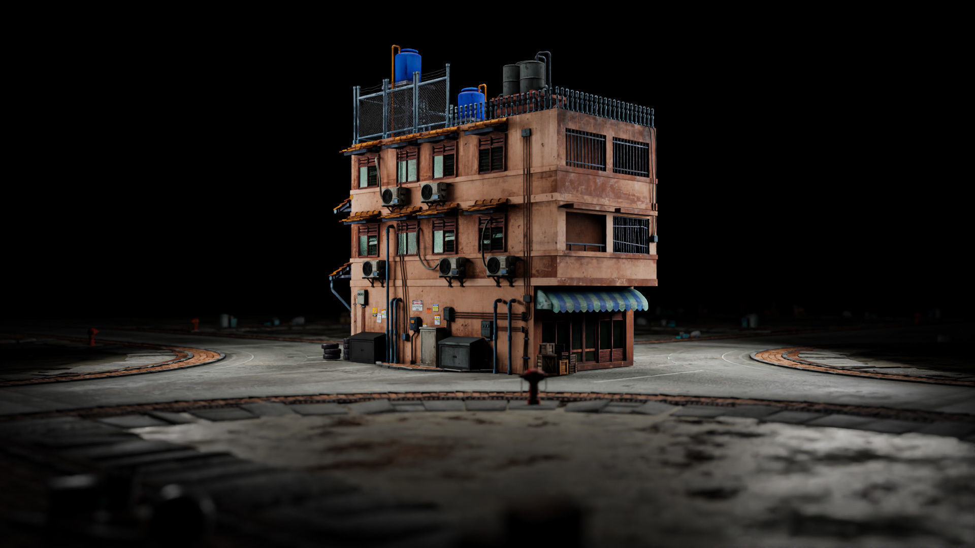 ASIAN URBAN BUILDING HONGKONG 06 Low-poly 3D model_10