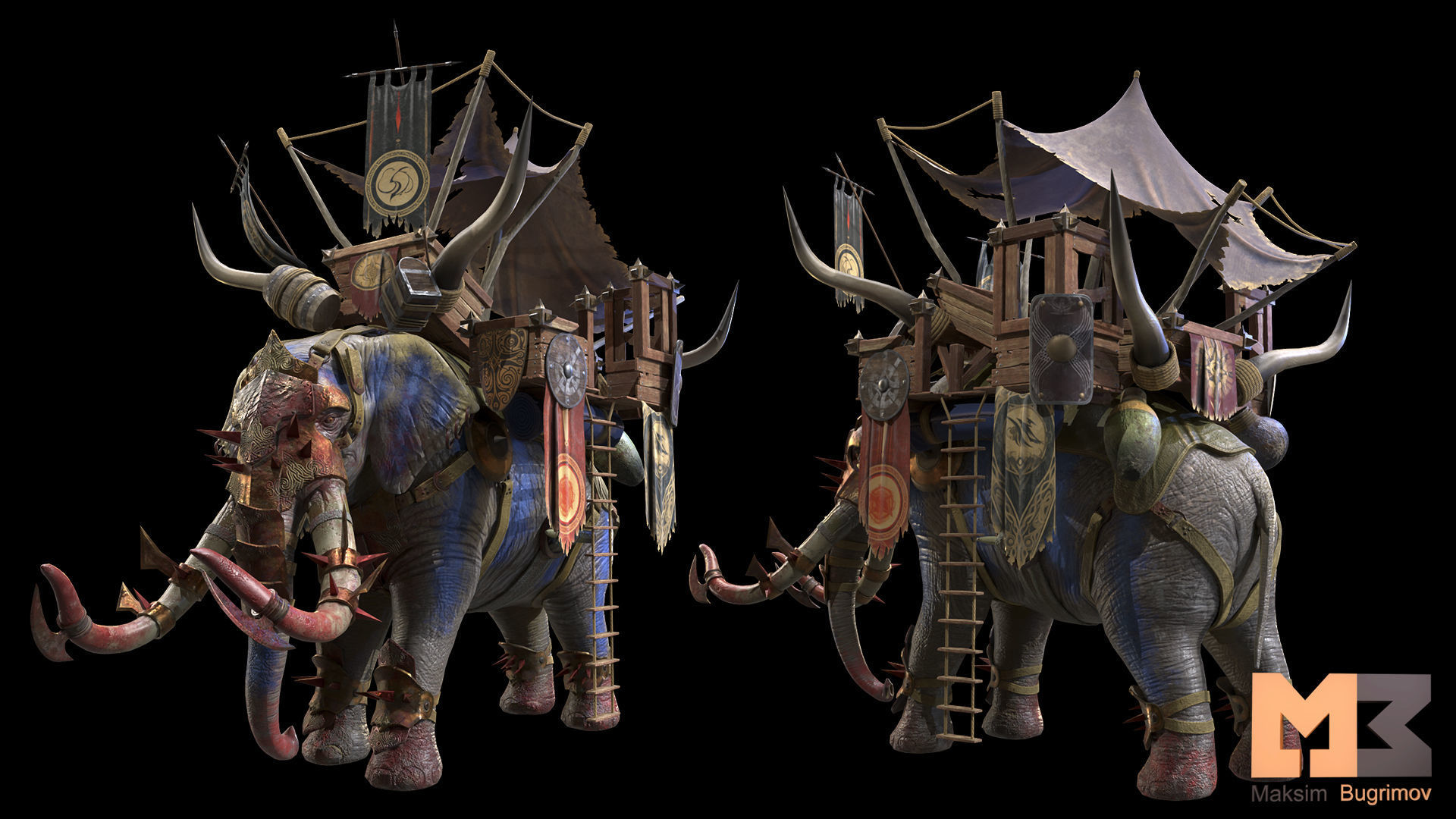 Fantasy Elephant Low-poly 3D model_8