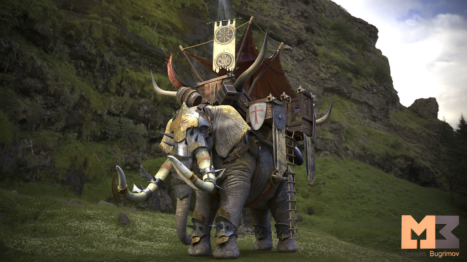 Fantasy Elephant Low-poly 3D model_13