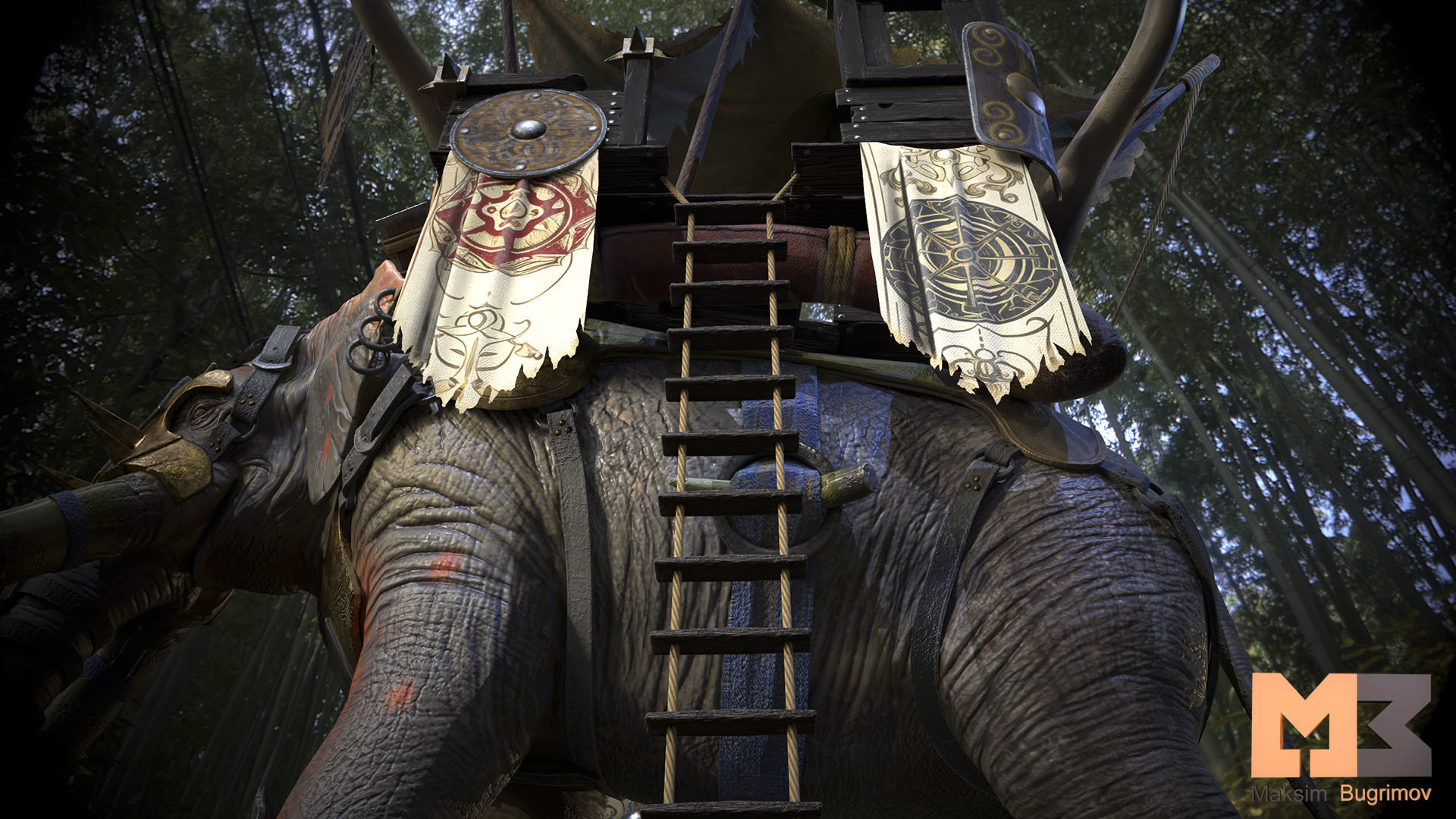 Fantasy Elephant Low-poly 3D model_11