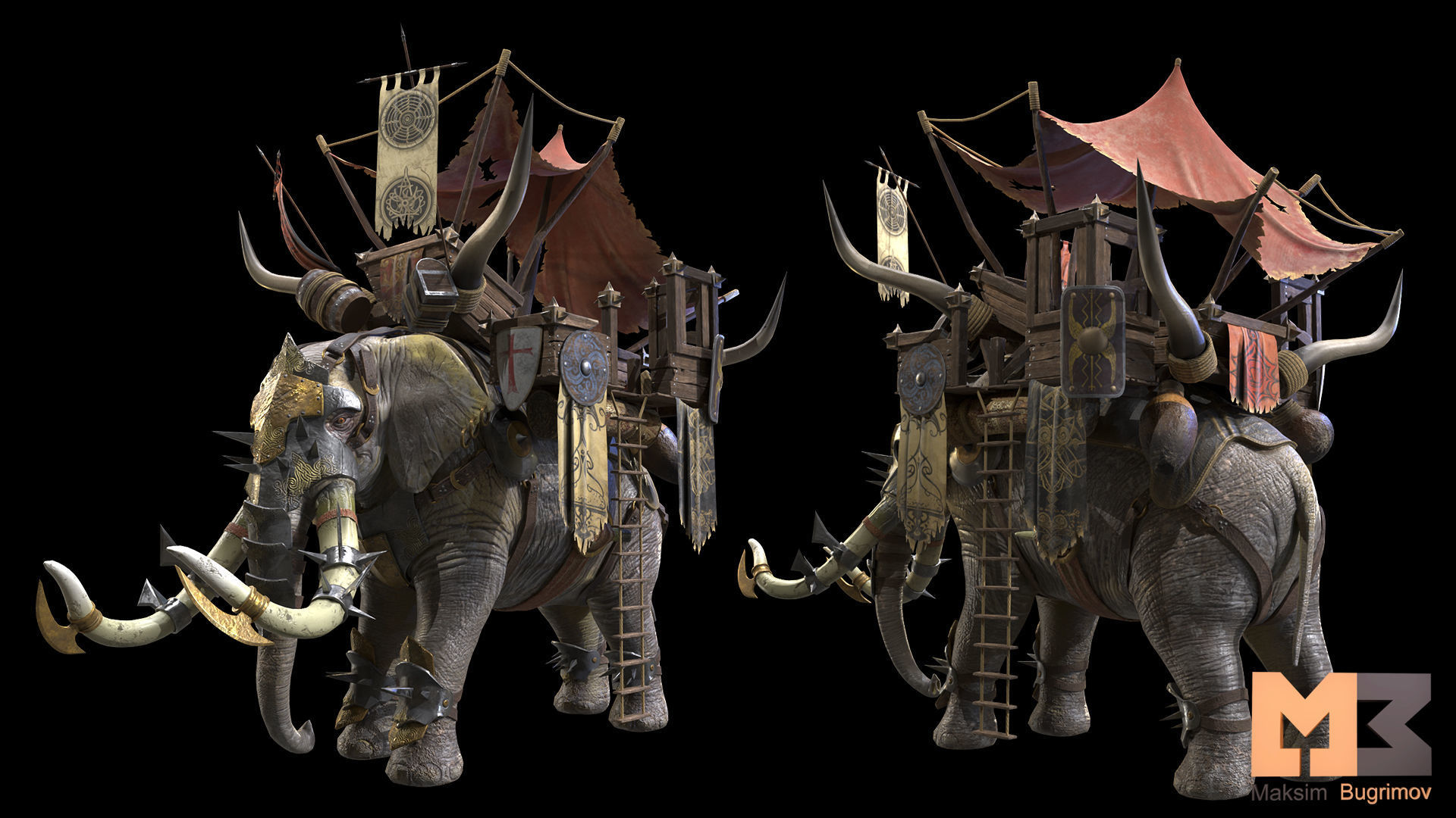 Fantasy Elephant Low-poly 3D model_6