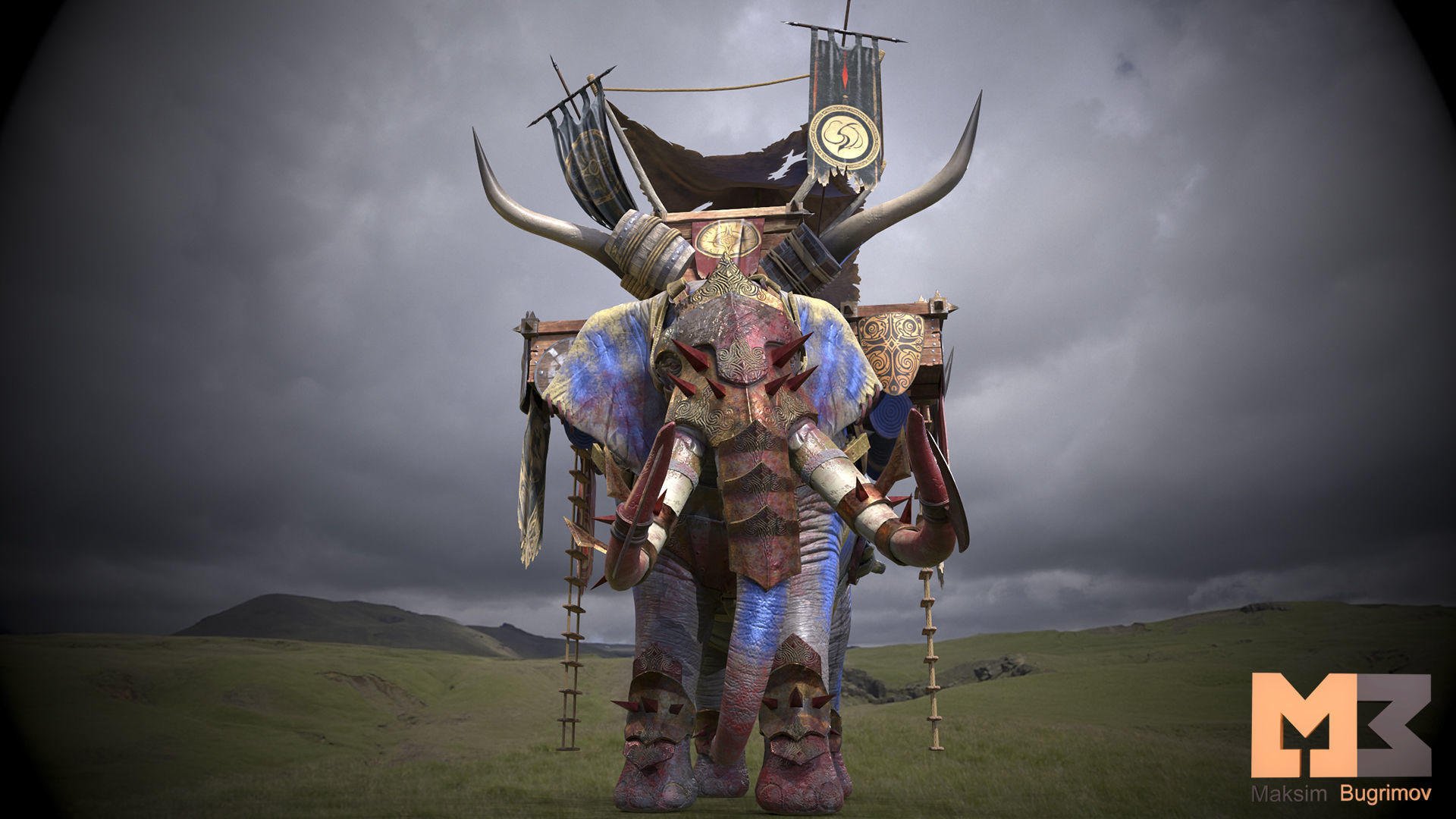 Fantasy Elephant Low-poly 3D model_9