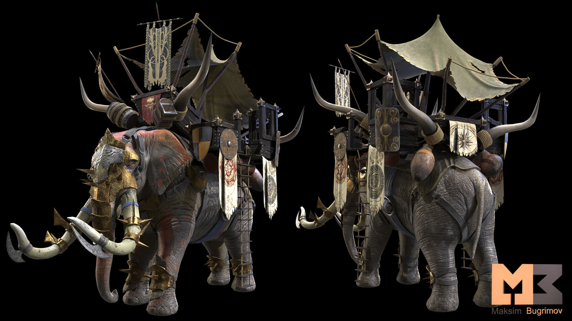 Fantasy Elephant Low-poly 3D model_7