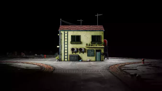 ASIAN URBAN BUILDING HONGKONG 07 Low-poly 3D model 4
