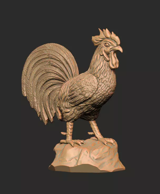 Rooster 2 Statue for 3d Printing 3D print model_0