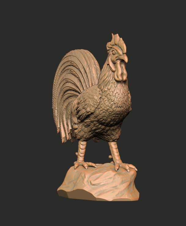 Rooster 2 Statue for 3d Printing 3D print model_1