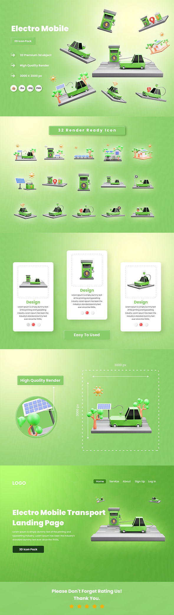 Electro Mobile Transport 3d Illustration 3D model_5