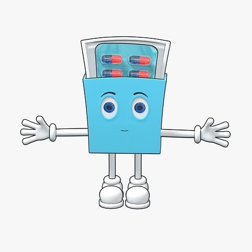 Pills Pack Character Low-poly 3D model