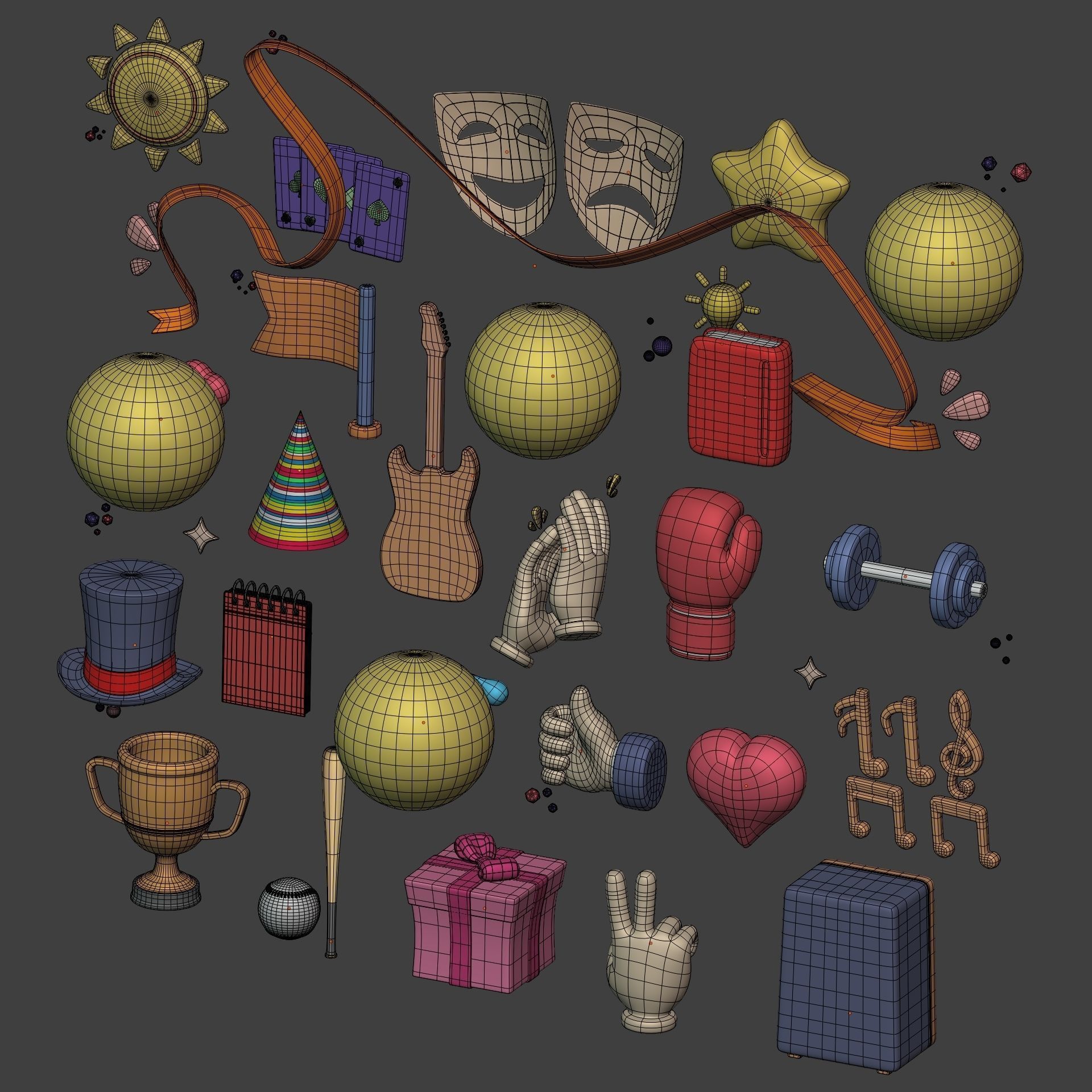 Cartoon Icons Pack - Hand - Smartphone - Smiley Emoji - Game Low-poly 3D model_11