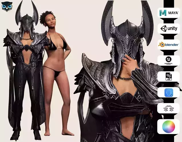 Kali - Divine Guardian With Ancient God Armor Low-poly 3D model