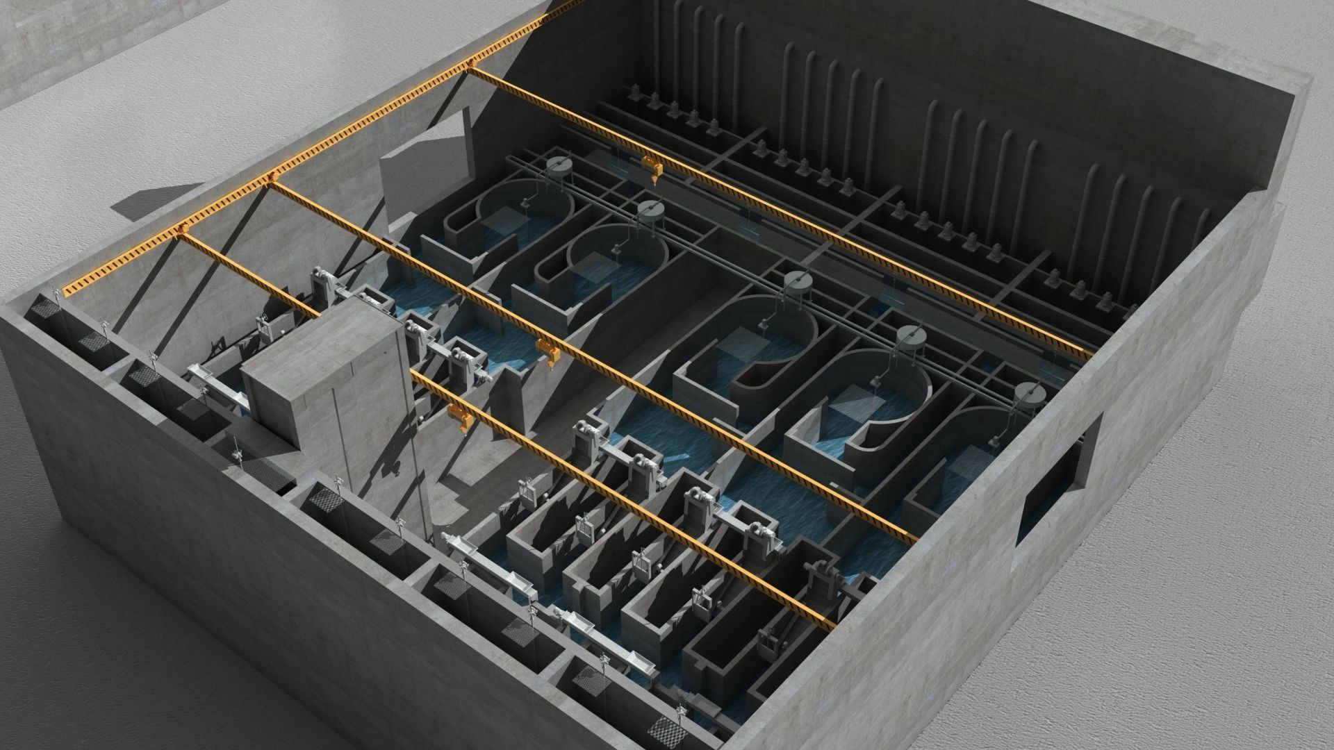 Sewage treatment plant facilities 3D model_1