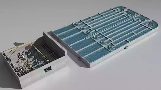 Sewage treatment plant facilities 3D model