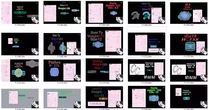 ring 20 pieces model rihone drawing 3 d rings ring