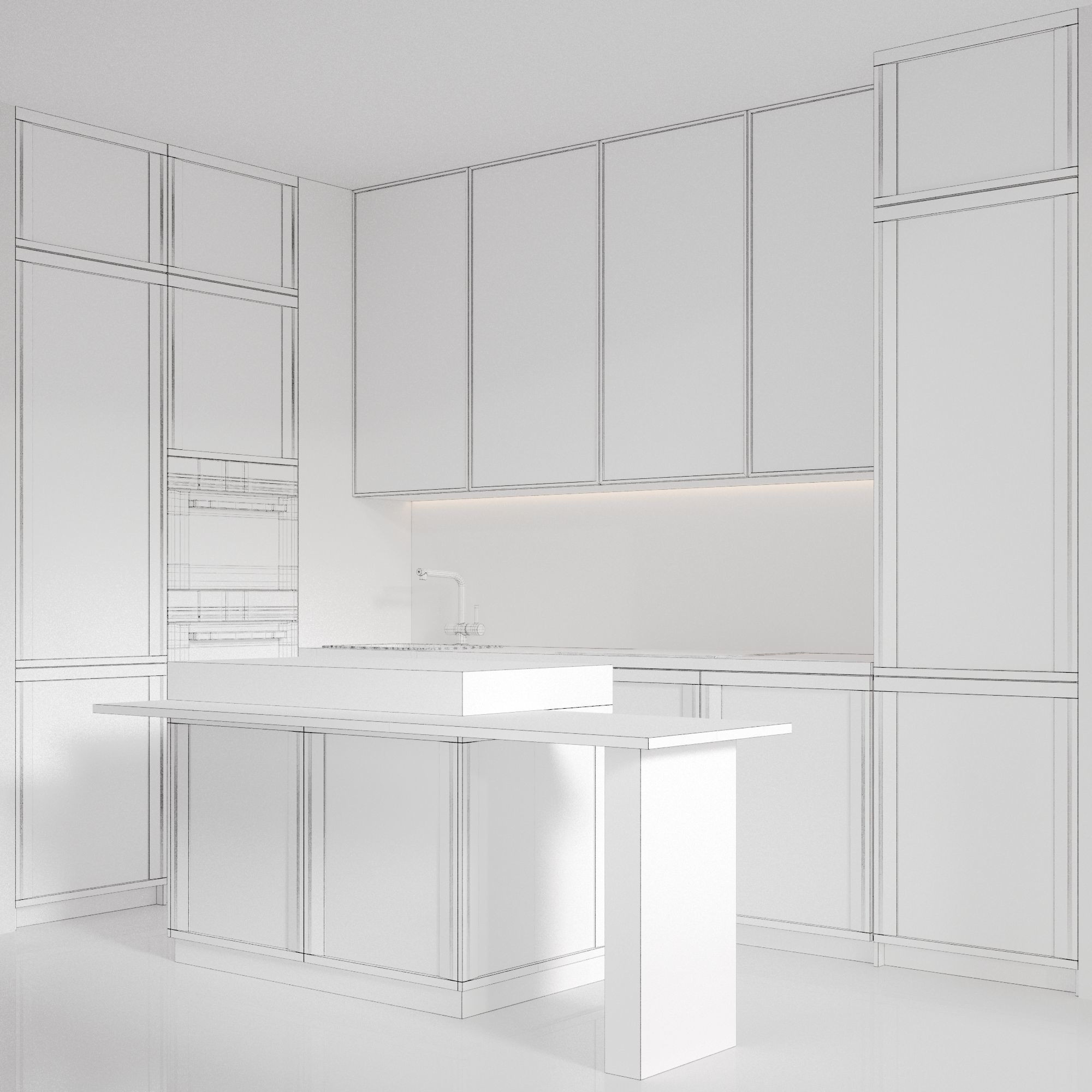 Kitchen with built-in MIELE appliances 3D model_5