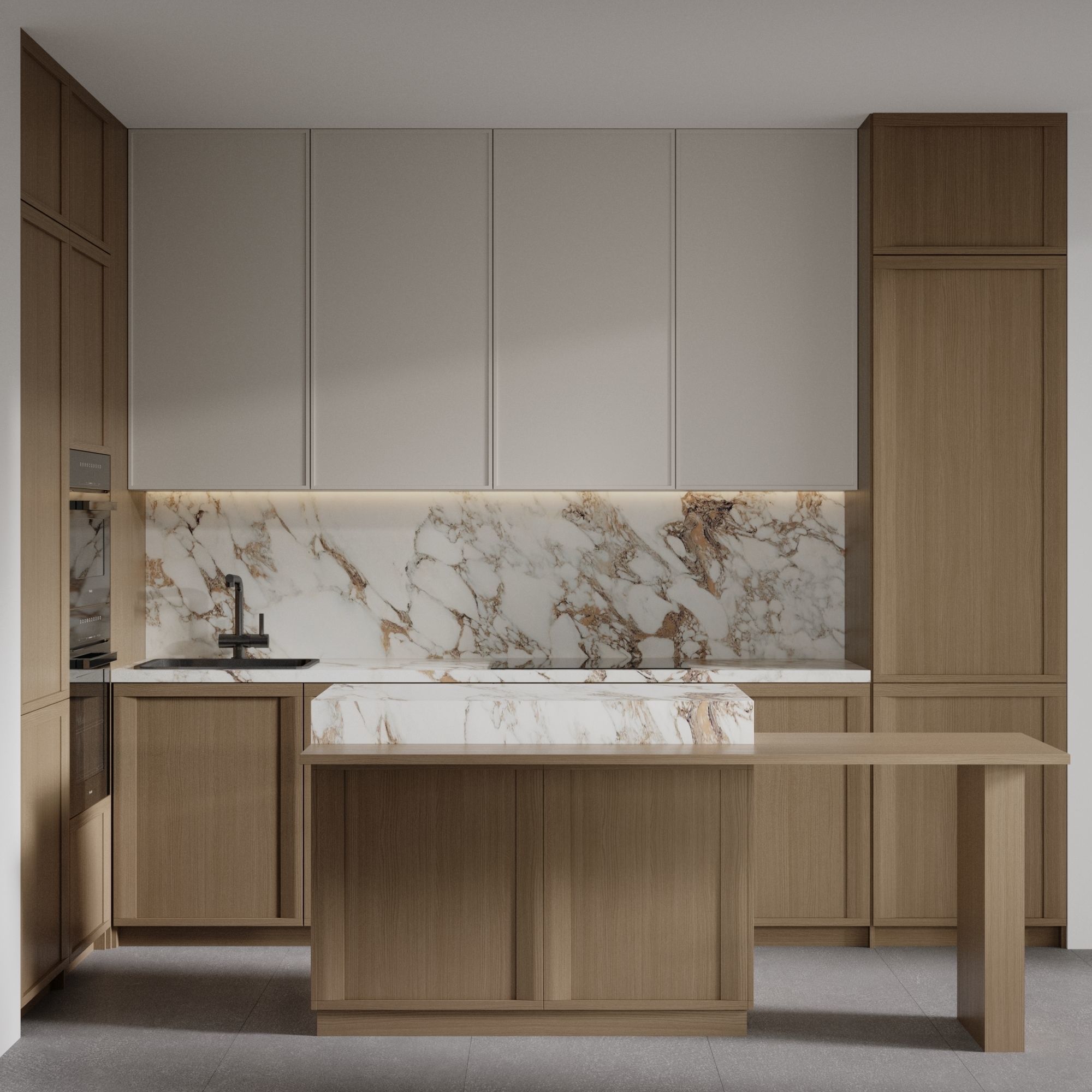 Kitchen with built-in MIELE appliances 3D model_1