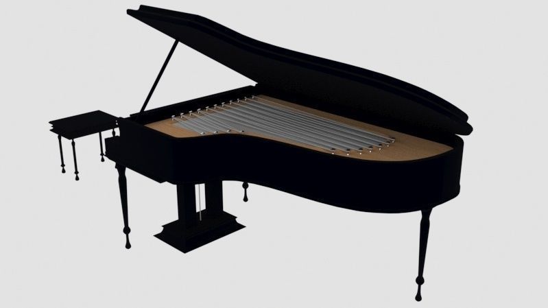 Grand piano Low-poly 3D model_9