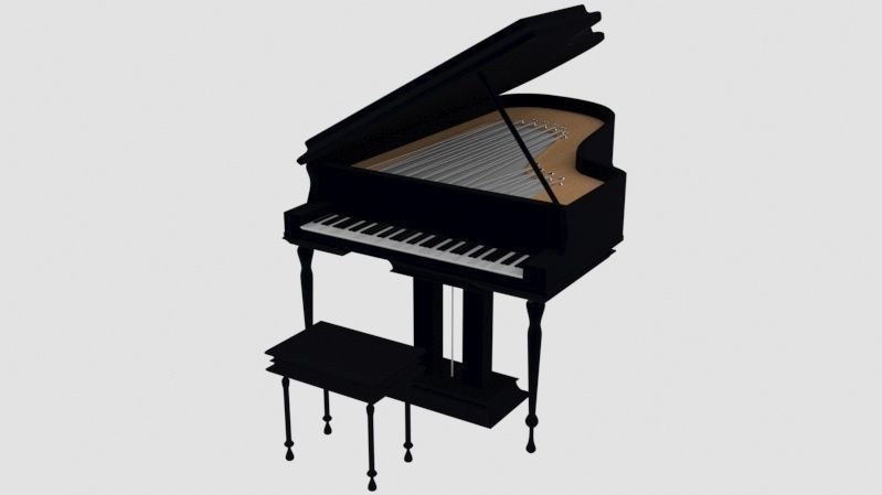 Grand piano Low-poly 3D model_1