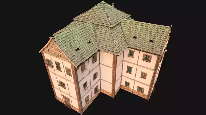 Medieval 3-Storey Town House Low-poly 3D model
