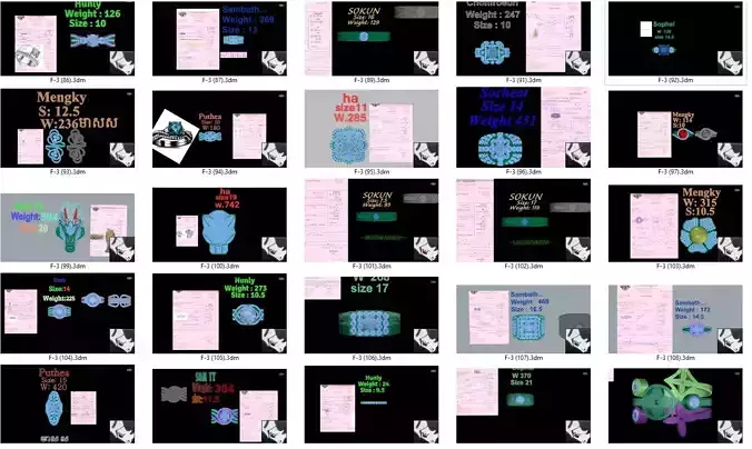 ring 20 pieces model rihone drawing 3 d rings ring