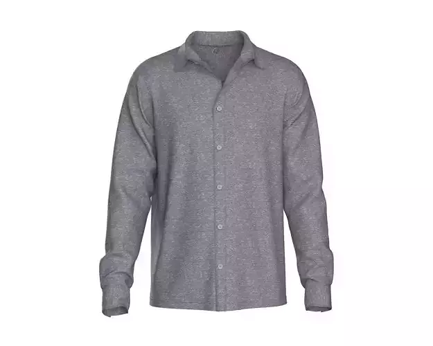 Grey Melange Long Sleeve Knitted Shirt For men