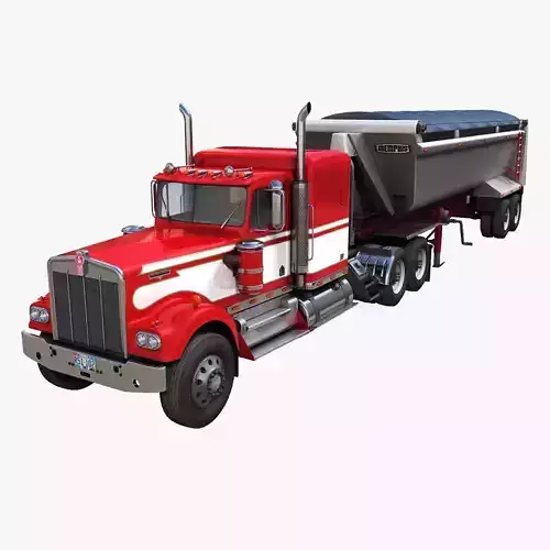 Kenworth W900A dump trailer Low-poly 3D model