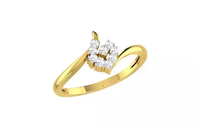 Light Weight Yellow Gold Diamond Ring  -EZ R-158