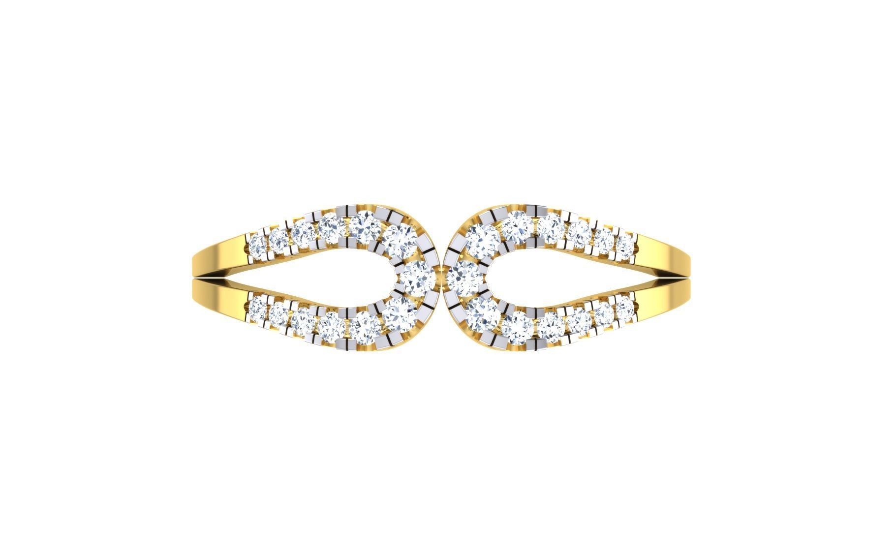 Light Weight Yellow Gold Diamond Ring  -EZ R-160 3D print model_7