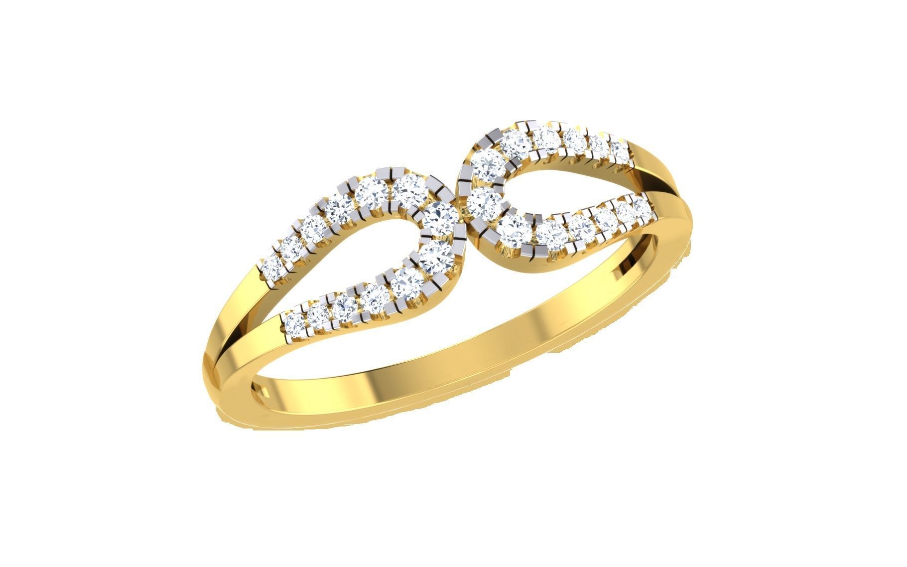 Light Weight Yellow Gold Diamond Ring  -EZ R-160 3D print model_1