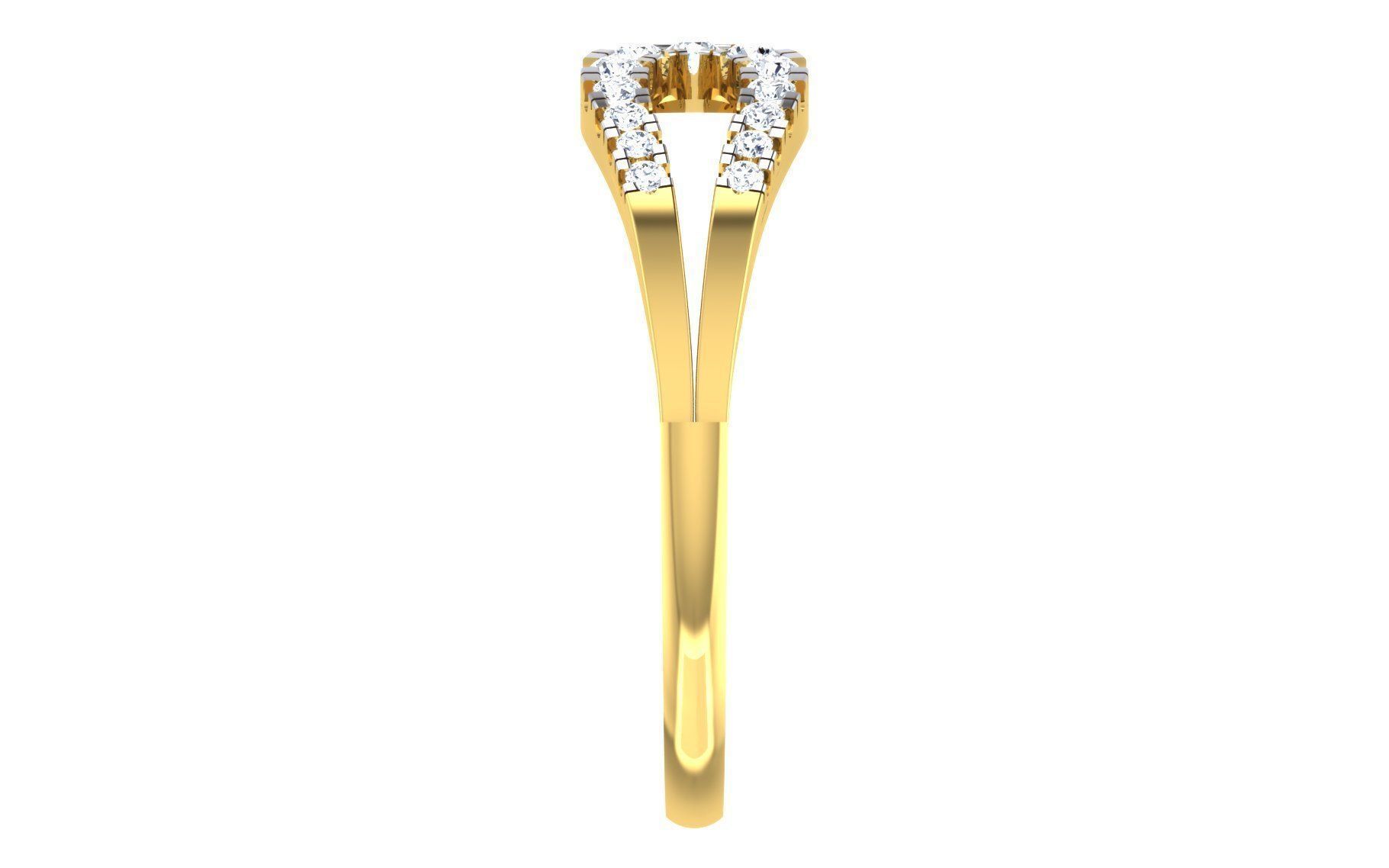 Light Weight Yellow Gold Diamond Ring  -EZ R-160 3D print model_4