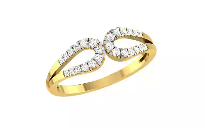 Light Weight Yellow Gold Diamond Ring  -EZ R-160 3D print model