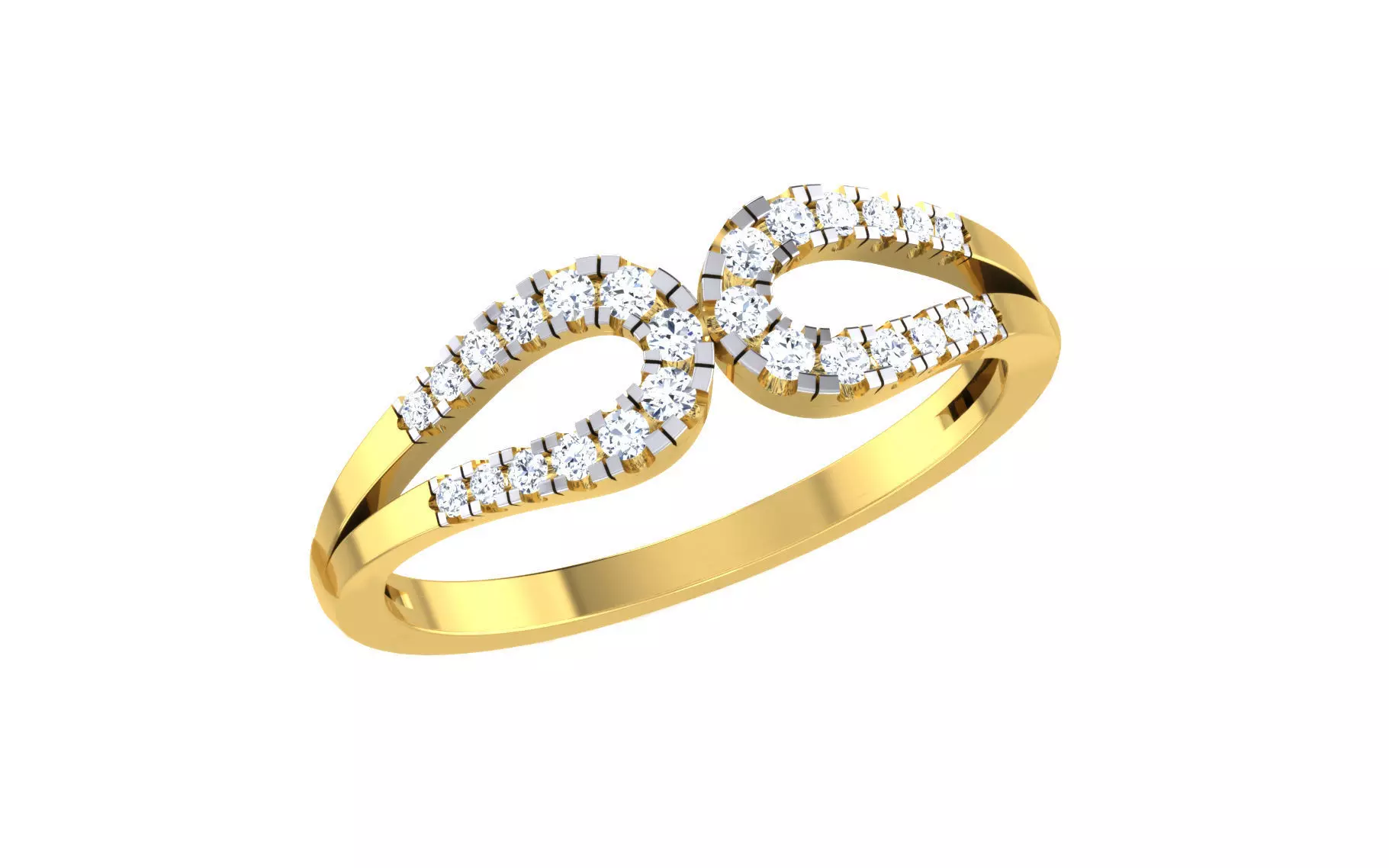 Light Weight Yellow Gold Diamond Ring  -EZ R-160 3D print model_0