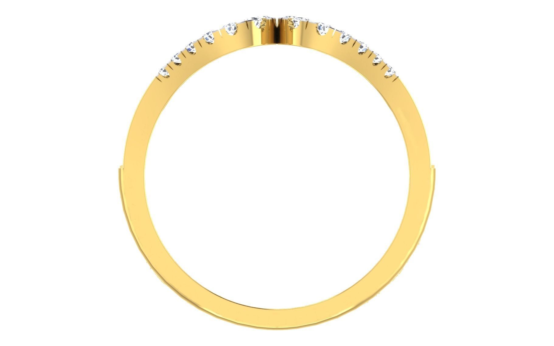 Light Weight Yellow Gold Diamond Ring  -EZ R-160 3D print model_3