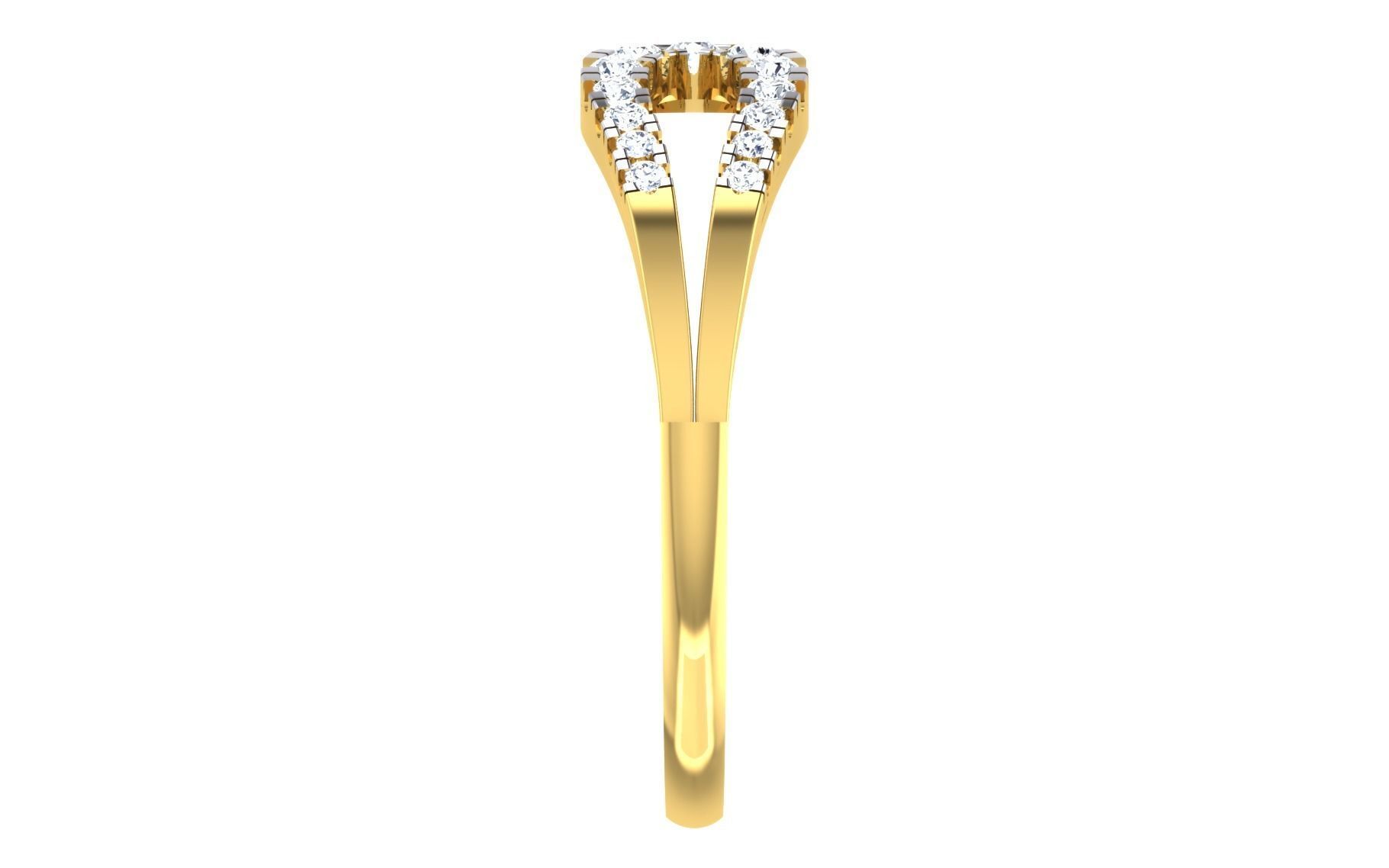 Light Weight Yellow Gold Diamond Ring  -EZ R-160 3D print model_5