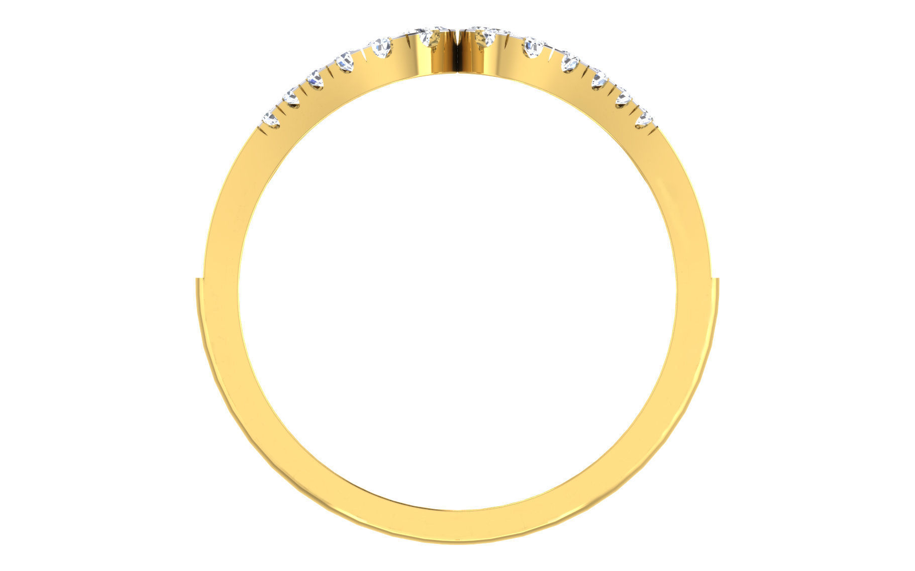 Light Weight Yellow Gold Diamond Ring  -EZ R-160 3D print model_2