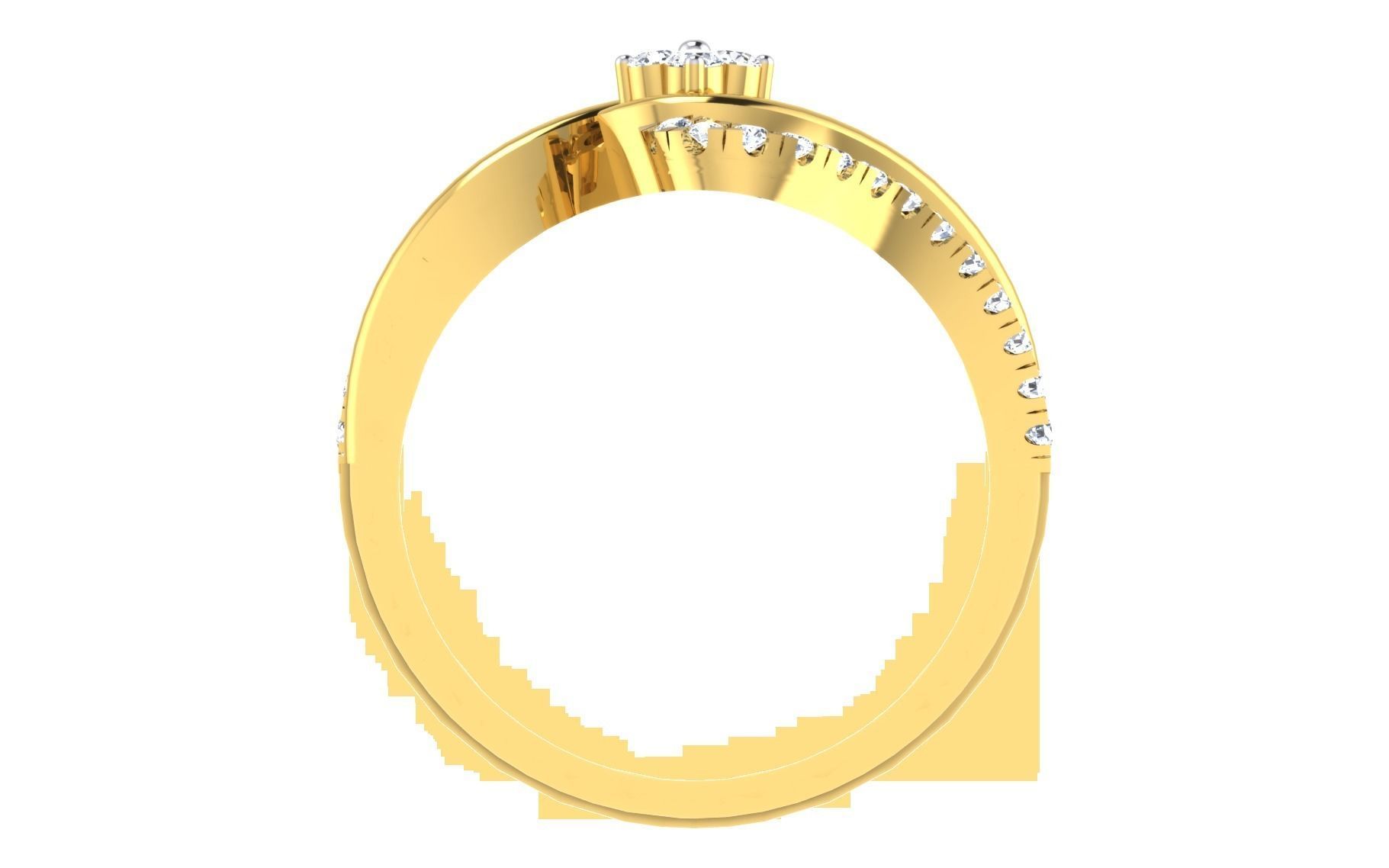 Light Weight Yellow Gold Diamond Ring -EZ R-161 3D print model_3